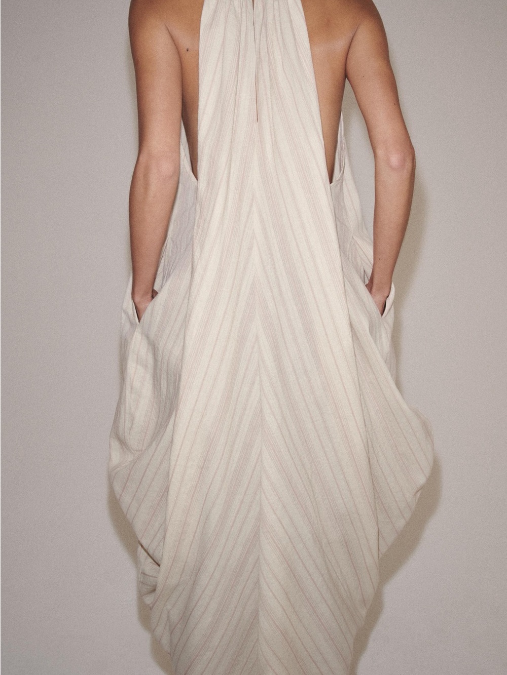 Zara Cream Halter Midi Dress - Picture 2 of 7